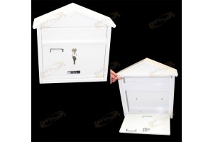 White 20 Gauge Steel Construction Wall Mount Mail Box With 2 Keys